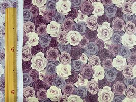 薔薇いっぱいのつや消しラミネートプリントラベンダー