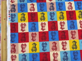 シーチングプリント un/no「TEDDYBARE ART」レッド系