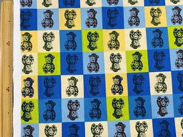 シーチングプリント un/no「TEDDYBARE ART」ブルー系