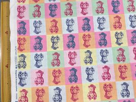 シーチングプリント un/no「TEDDYBARE ART」ピンク系