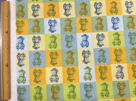 シーチングプリント un/no「TEDDYBARE ART」グリーン系