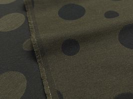 Exclusive Collection 水玉模様の先染ダブルクロス起毛カーキ系