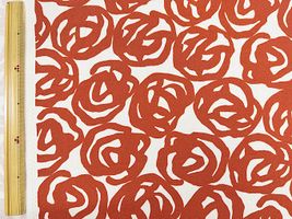 ナチュラルオックスプリント「ローズシルエット」オレンジレッド