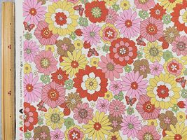 シーチングプリント un/no「カラフルレトロポップ」オフホワイト