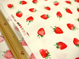 人気カラー復刻！オックスプリント「いちご」オフ白地/赤苺