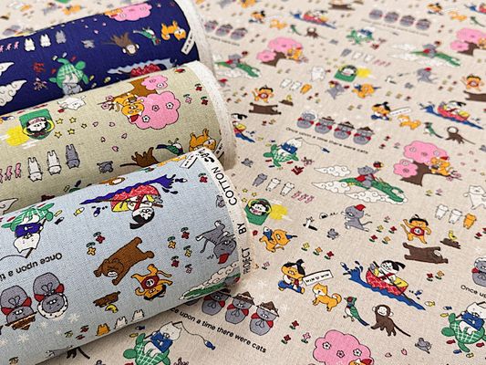 コットンこばやし綿麻キャンバスプリント「猫にっぽんおとぎ話」