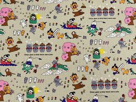 コットンこばやし綿麻キャンバスプリント「猫にっぽんおとぎ話」_拡大イメージ