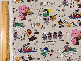 コットンこばやし綿麻キャンバスプリント「猫にっぽんおとぎ話」_拡大イメージ