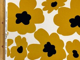 コットンこばやし 北欧風の大花ツイルプリント山吹マスタード