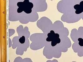 コットンこばやし 北欧風の大花ツイルプリントグレー花