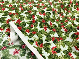 USAコットンシーチングプリント「European holly」_拡大イメージ