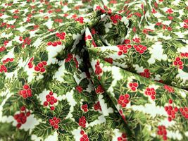 USAコットンシーチングプリント「European holly」_拡大イメージ
