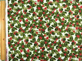 USAコットンシーチングプリント「European holly」_拡大イメージ