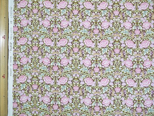 コットンこばやし ばらとうさぎのブロードプリント