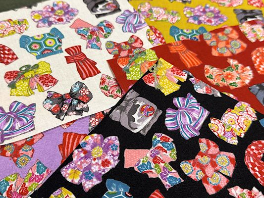 粋なスケアープリント「ハチワレ猫と着物帯」