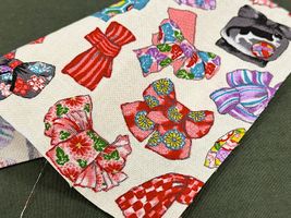 粋なスケアープリント「ハチワレ猫と着物帯」_拡大イメージ