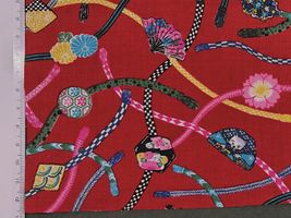 粋なスケアープリント「猫のご挨拶〜帯ひもと帯どめを添えて〜」レッド