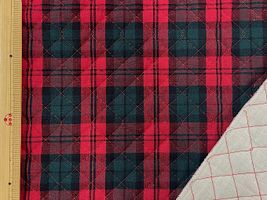 先染めチェックキルティング赤緑