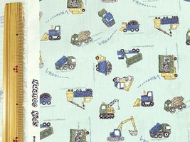 CBプリントNuance kids「ワーキングビークル」ペールブルー