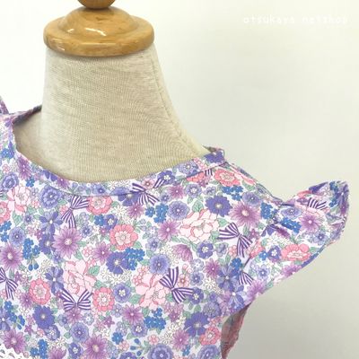 リボンと小花のブロードプリント