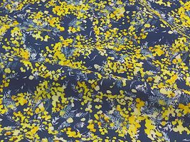 コッカファブリック 60ローンプリント「ミモザ・ガーデン」ネイビー