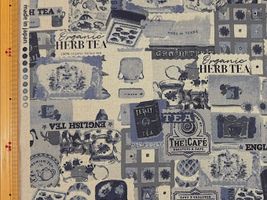 綿麻キャンバスプリント「TEA time」ブルー系