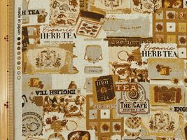 綿麻キャンバスプリント「TEA time」セピア系