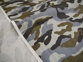 迷彩柄 ツイルプリント茶グレー系