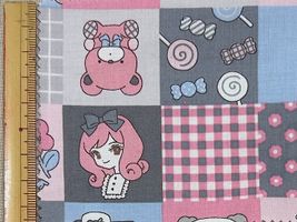 可愛い女の子とレトロガール柄パネル生地　ハンドメイド 可愛い女の子パネル生地 レトロガールパネル ハンドメイド