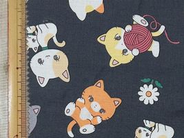 Saori Oguchi Fabric collection キュートキャットのスケアープリントスミクロ