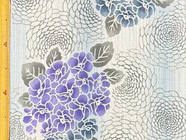 注染染め・綿麻先染め縞ぼかし「あじさい」ラベンダー系