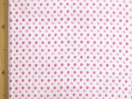 おねうちダブルガーゼプリント 「イチゴ」白地/レッド苺