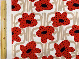 綿麻キャンバスプリント「つながるフラワー」レッド花