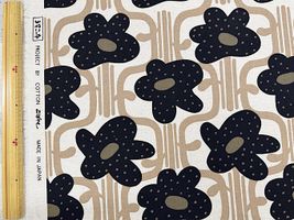 綿麻キャンバスプリント「つながるフラワー」ブラック花