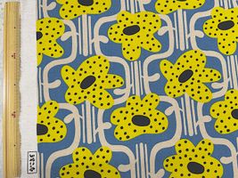 綿麻キャンバスプリント「つながるフラワー」マスタード花