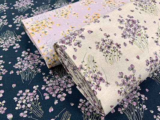 綿麻プリント「モーメント・バイオレット」