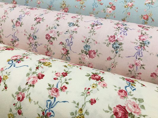 【現品限り特価】ツイルプリント「ローズボーダー」