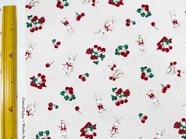 青木美沙子×クラシカルモダン オックスプリント「ラビットチェリー2」ピンクアイボリー