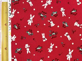 青木美沙子×クラシカルモダン オックスプリント「ラビットチェリー2」レッド