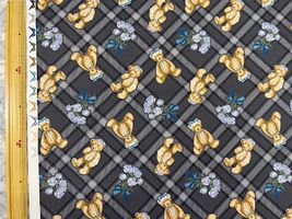 青木美沙子×クラシカルモダン オックスプリント「あこがれくま2」ブラック系