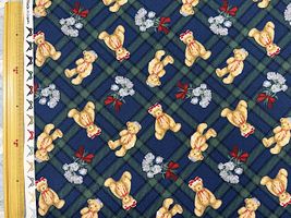 青木美沙子×クラシカルモダン オックスプリント「あこがれくま2」ネイビー系