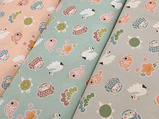 かわいい和柄シーチングプリント「えんぎもの」