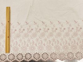 大塚屋オリジナルコットンボーダーレース「KUKKA」生成地×ピンク