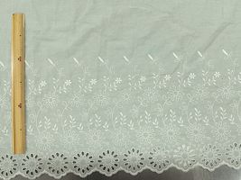 大塚屋オリジナルコットンボーダーレース「KUKKA」くすみグリーン