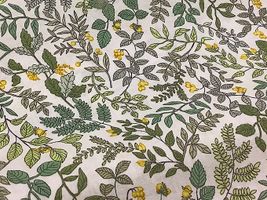 Exclusive Collection 60ローンプリント「タイニー・リーフ」オフ白地×緑