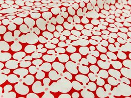 コットンこばやし北欧調ブロードプリント「ウィンドミル」レッド地