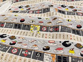 コットンこばやし綿麻キャンバスプリント「回転寿司猫」_拡大イメージ