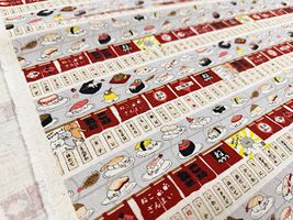 コットンこばやし綿麻キャンバスプリント「回転寿司猫」_拡大イメージ