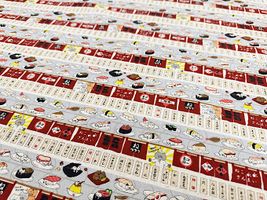 コットンこばやし綿麻キャンバスプリント「回転寿司猫」_拡大イメージ