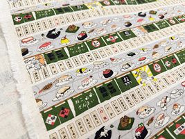 コットンこばやし綿麻キャンバスプリント「回転寿司猫」_拡大イメージ